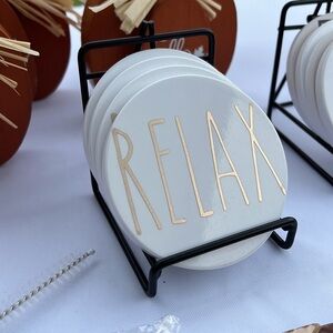 Ceramic Coaster Set- (4) Relax/Breathe/Unwind/Calm